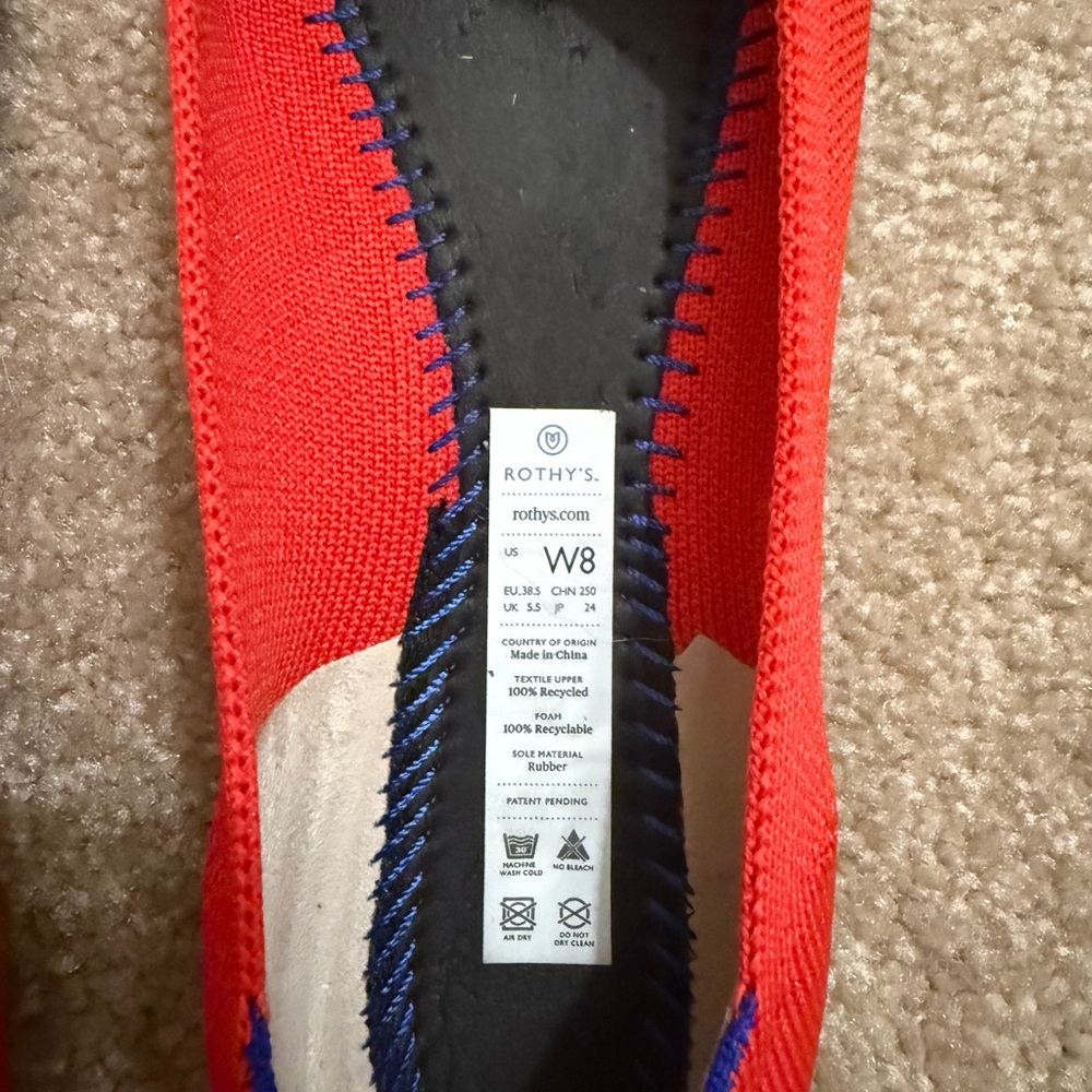 Rothy's Women's The Point Red Flats - Picture 8 of 13